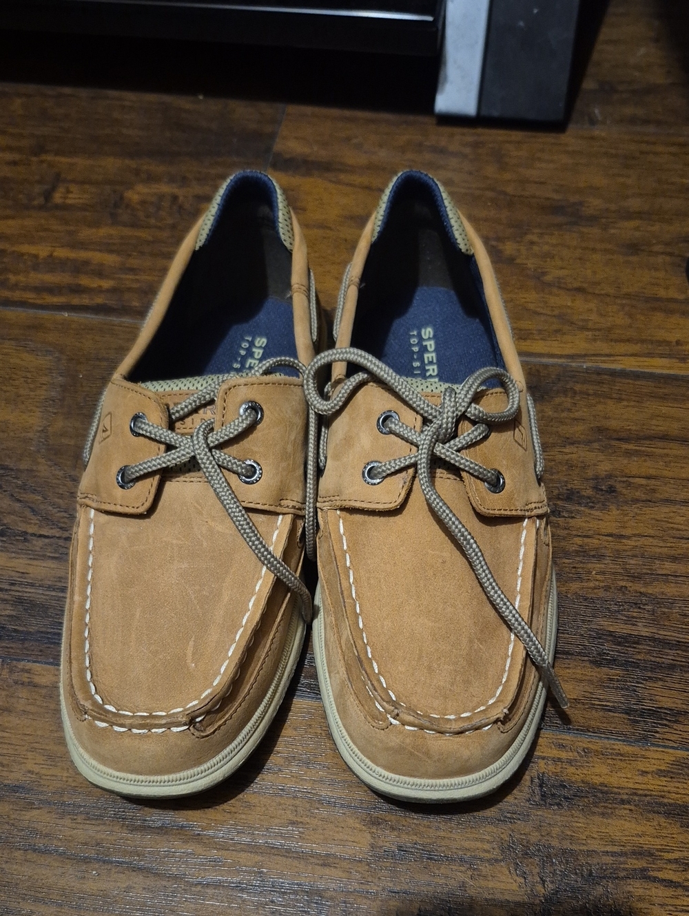 Sperry Kids Tan Suede Boat Shoes with Contrast Laces